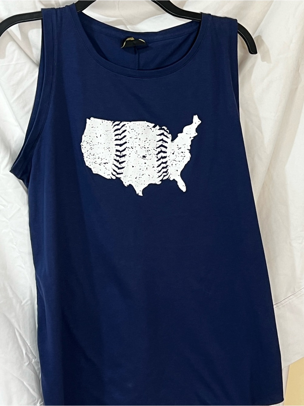 Baseballism Navy Sleeveless Tank with White USA Baseball Graphic